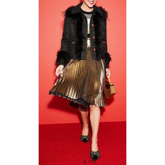 Halogen x Atlantic-Pacific Feather Trim Tweed Blazer (2X) - Picture 11 of 12